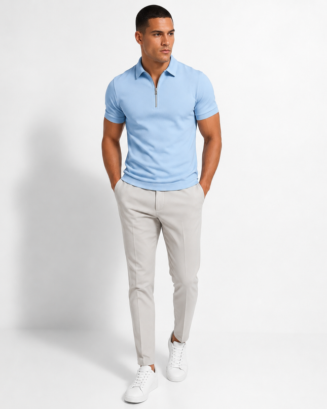 Dominic | Slim Fit Zip Neck Polo Shirt