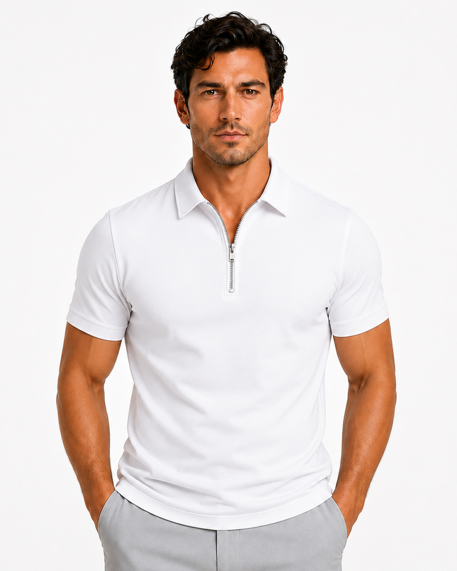 Dominic | Slim Fit Zip Neck Polo Shirt