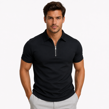 Dominic | Slim Fit Zip Neck Polo Shirt