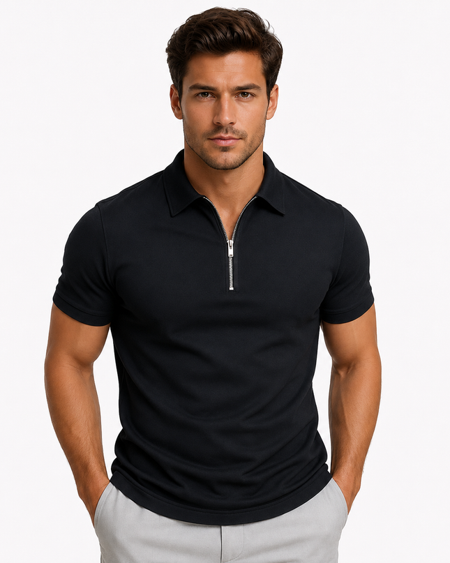 Dominic | Slim Fit Zip Neck Polo Shirt
