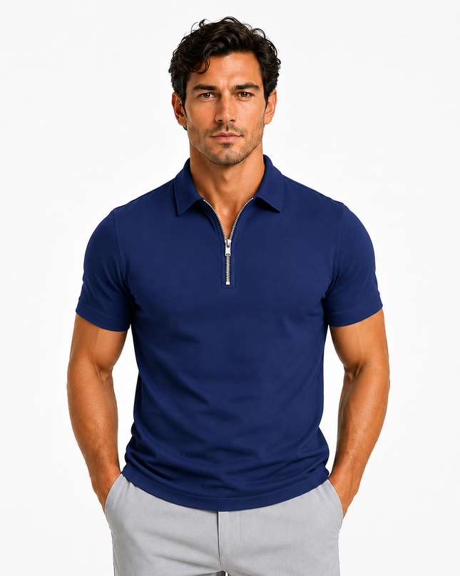 Dominic | Slim Fit Zip Neck Polo Shirt