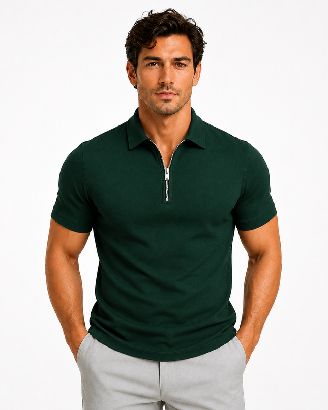 Dominic | Slim Fit Zip Neck Polo Shirt