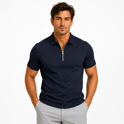 Dominic | Slim Fit Zip Neck Polo Shirt