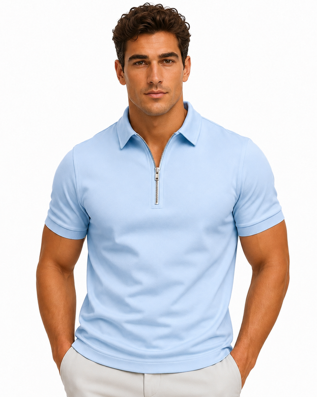 Dominic | Slim Fit Zip Neck Polo Shirt