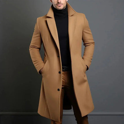 Edison | Men's Overcoat – Slim-Fit Long Tailored Coat