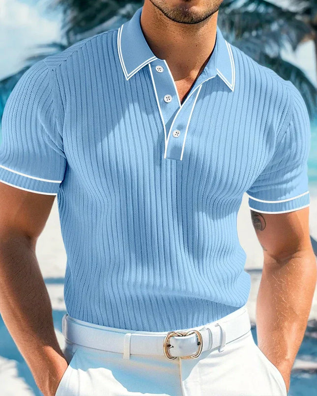 Edmund | Ribbed Short Sleeve Polo Shirt