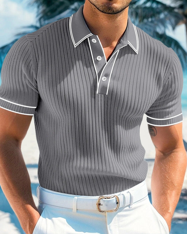 Edmund | Ribbed Short Sleeve Polo Shirt
