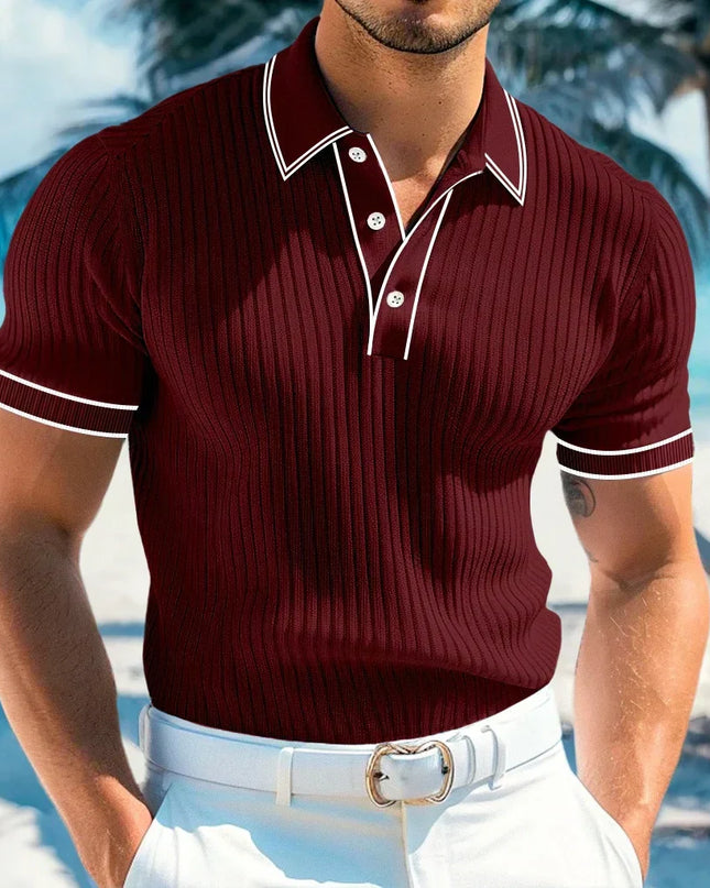 Edmund | Ribbed Short Sleeve Polo Shirt