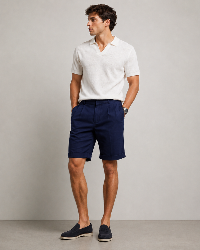Edward | Tailored Cotton Twill Summer Shorts