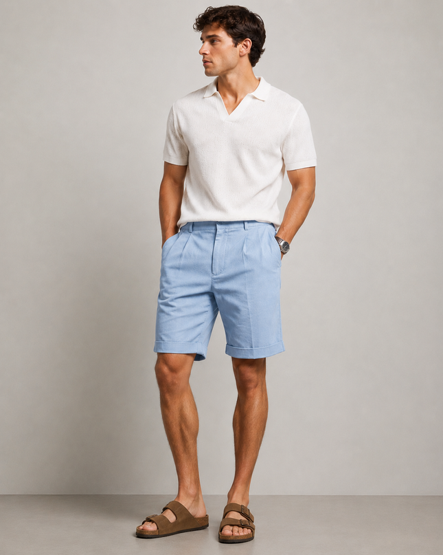 Edward | Tailored Cotton Twill Summer Shorts