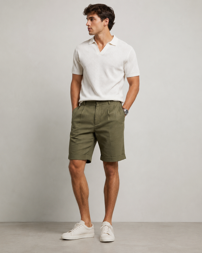 Edward | Tailored Cotton Twill Summer Shorts