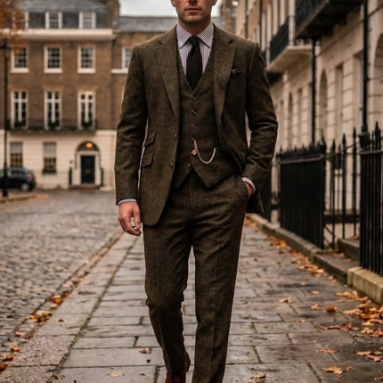 Edward | Textured Slim Fit Three-Piece Suit for Men