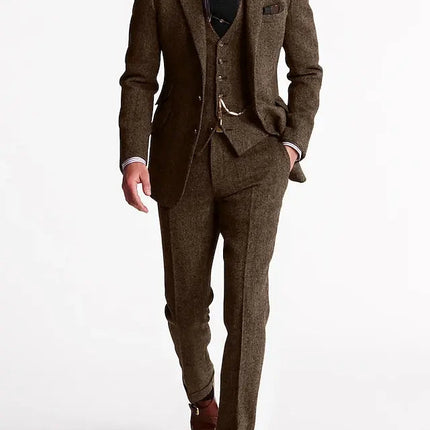 Edward | Textured Slim Fit Three-Piece Suit for Men