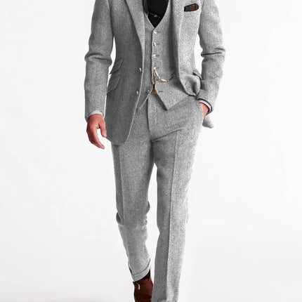 Edward | Textured Slim Fit Three-Piece Suit for Men
