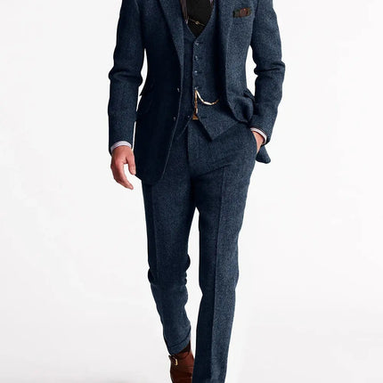 Edward | Textured Slim Fit Three-Piece Suit for Men