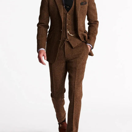 Edward | Textured Slim Fit Three-Piece Suit for Men