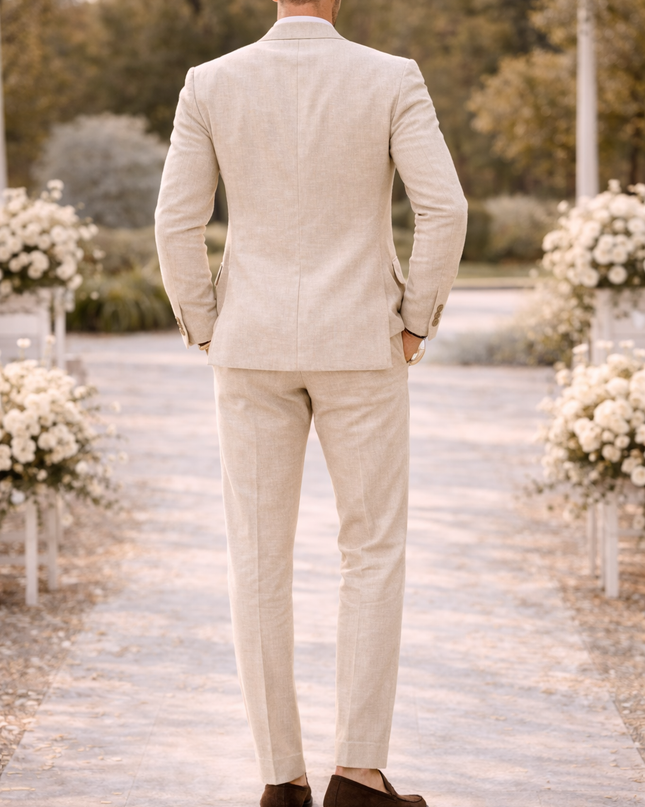 Eli | Tailored Linen Blend 2 Piece Wedding Suit Set