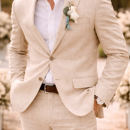 Eli | Tailored Linen Blend 2 Piece Wedding Suit Set