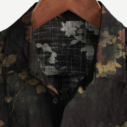Elias | Floral Print Short Sleeve Button-Up Shirt