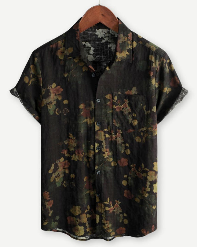 Elias | Floral Print Short Sleeve Button-Up Shirt