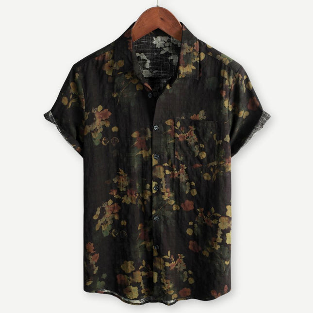 Elias | Floral Print Short Sleeve Button-Up Shirt