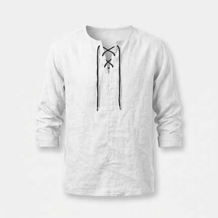 Evander | Linen Lace-Up Long Sleeve Summer Shirt