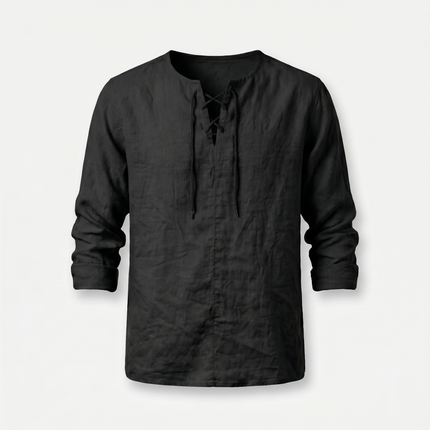 Evander | Linen Lace-Up Long Sleeve Summer Shirt