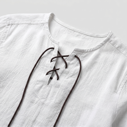 Evander | Linen Lace-Up Long Sleeve Summer Shirt
