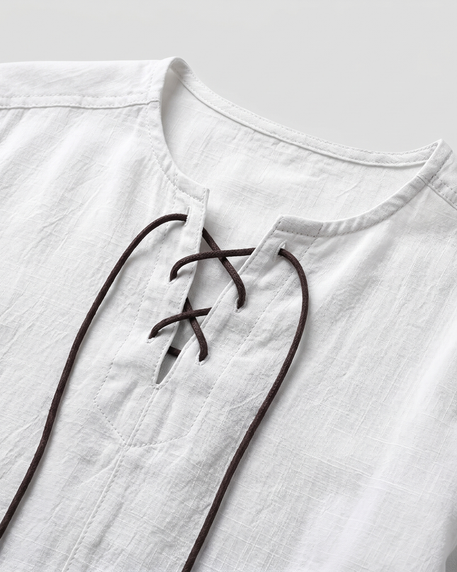 Evander | Linen Lace-Up Long Sleeve Summer Shirt