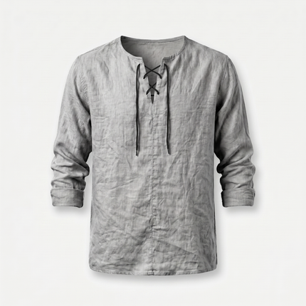 Evander | Linen Lace-Up Long Sleeve Summer Shirt