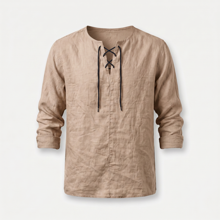 Evander | Linen Lace-Up Long Sleeve Summer Shirt