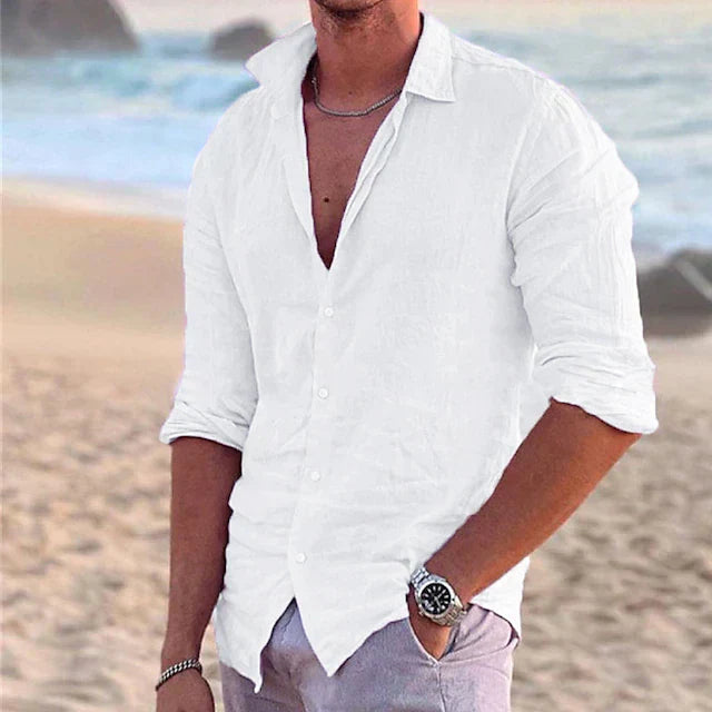 Everett | Cotton Linen Button-Front Casual Shirt for Men