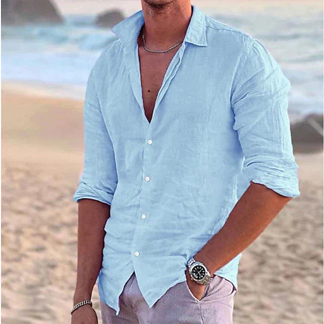 Everett | Cotton Linen Button-Front Casual Shirt for Men