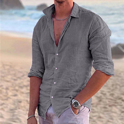 Everett | Cotton Linen Button-Front Casual Shirt for Men