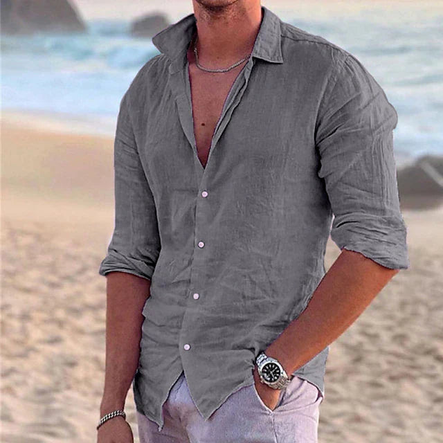 Everett | Cotton Linen Button-Front Casual Shirt for Men