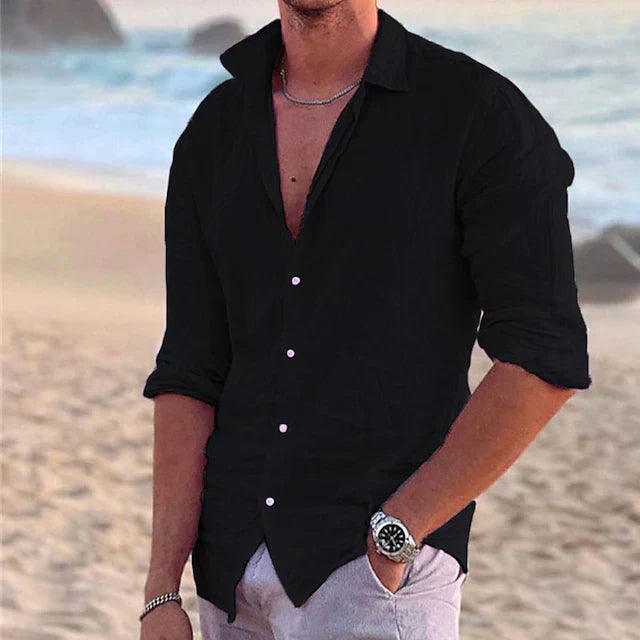 Everett | Cotton Linen Button-Front Casual Shirt for Men
