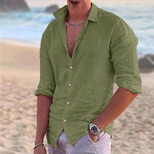 Everett | Cotton Linen Button-Front Casual Shirt for Men