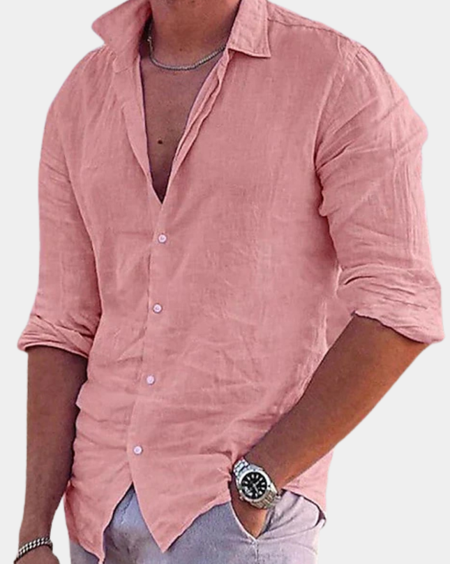 Everett | Cotton Linen Button-Front Casual Shirt for Men