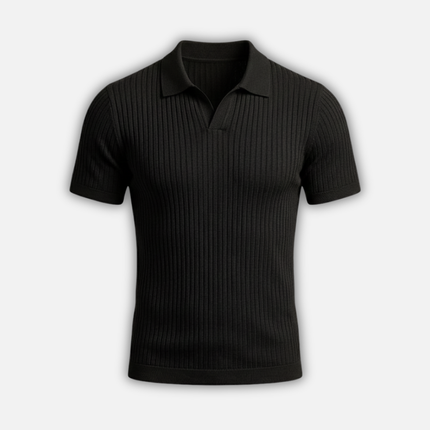 Felix | Slim Fit Ribbed Knit V-Neck Polo Shirt