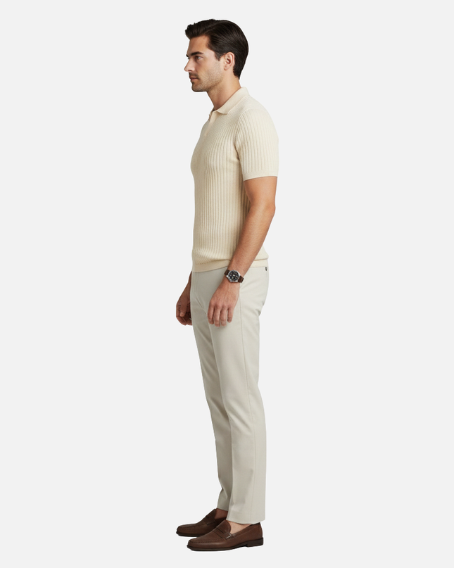 Felix | Slim Fit Ribbed Knit V-Neck Polo Shirt
