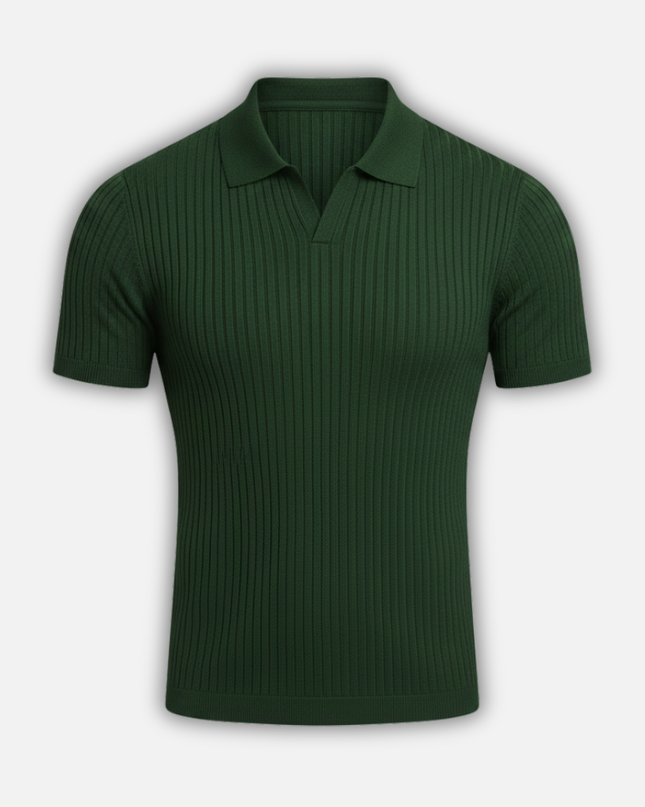Felix | Slim Fit Ribbed Knit V-Neck Polo Shirt