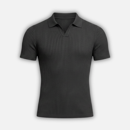 Felix | Slim Fit Ribbed Knit V-Neck Polo Shirt