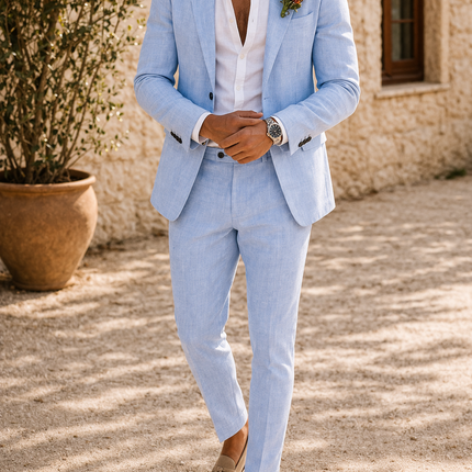 Hunter | Tailored Linen Blend 2 Piece Wedding Suit Set