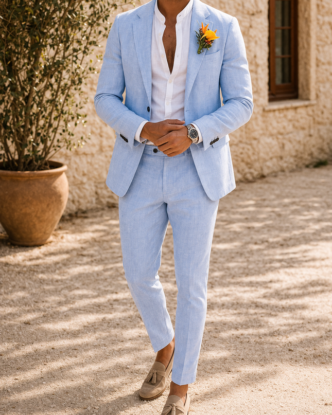 Hunter | Tailored Linen Blend 2 Piece Wedding Suit Set
