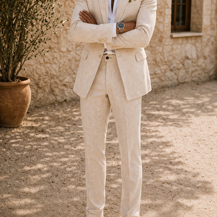 Hunter | Tailored Linen Blend 2 Piece Wedding Suit Set
