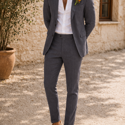 Hunter | Tailored Linen Blend 2 Piece Wedding Suit Set