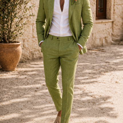 Hunter | Tailored Linen Blend 2 Piece Wedding Suit Set