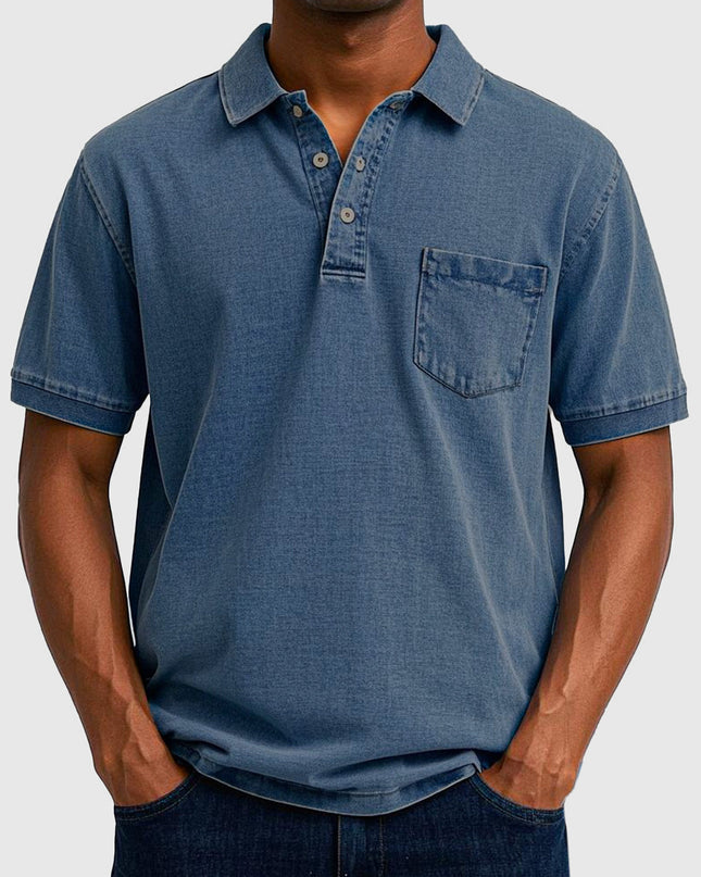 Kenneth | Denim Short Sleeve Polo Shirt