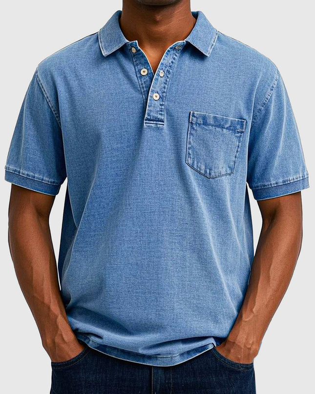 Kenneth | Denim Short Sleeve Polo Shirt