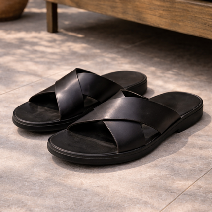 Lawrence | Cross Strap Slide Sandals for Men